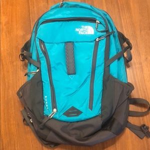 North Face women’s teal/grey Surge backpack